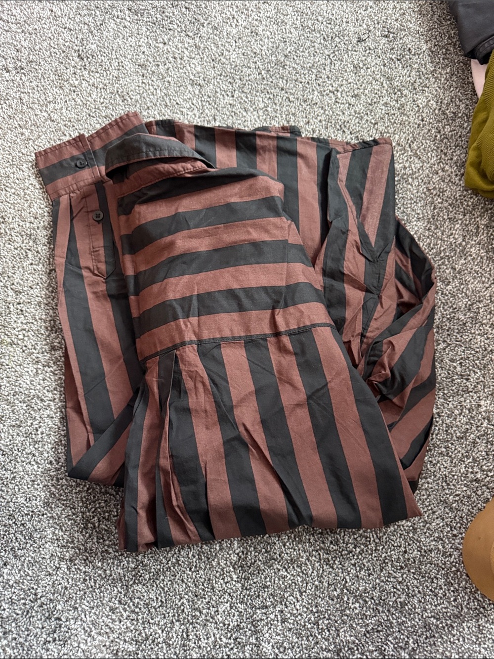 Aerie Womens Brown and Black Striped button down shirt